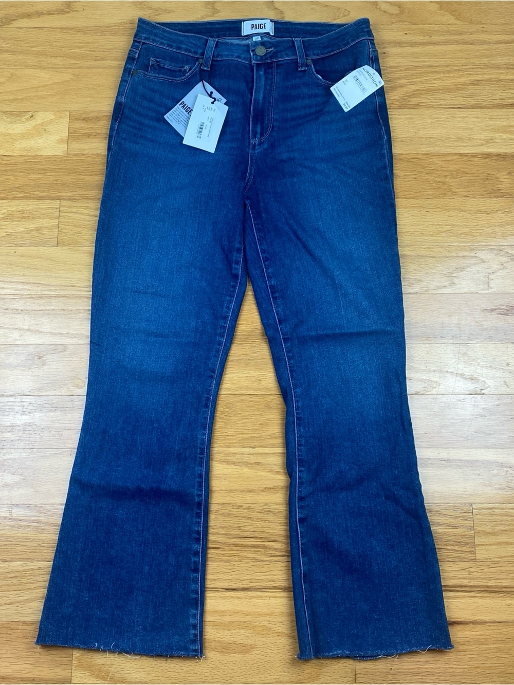 Paige Rory Crop Flare Jeans Womens 29 Zaylee Blue Stretch Raw Hem Denim New Nwt